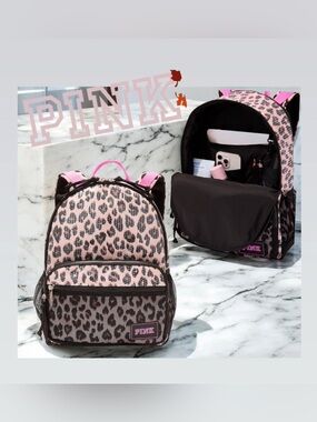 Victorias Secret Pink Backpack Bookbag Sequin Leopard NWT